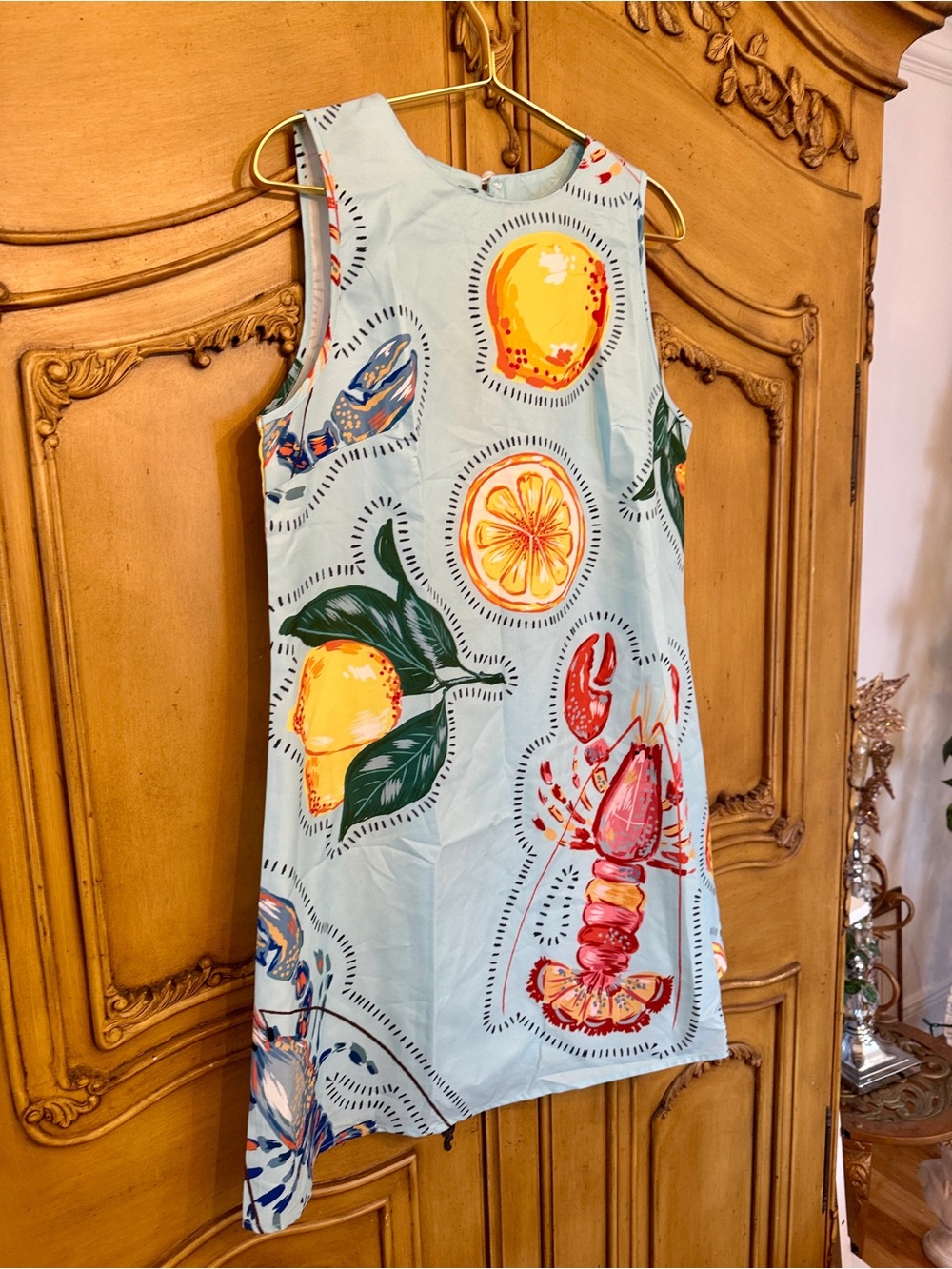Trending Summer Print Shift Dress in Light Blue - Picture 6 of 10